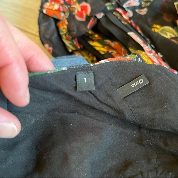 The Kooples Bollywood Silk Floral Mini Dress Black Multicolor Boho Party Sz 1, S - Picture 15 of 16